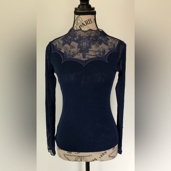 Semi Sheer Top w/Embroidered Detail - Picture 2 of 7